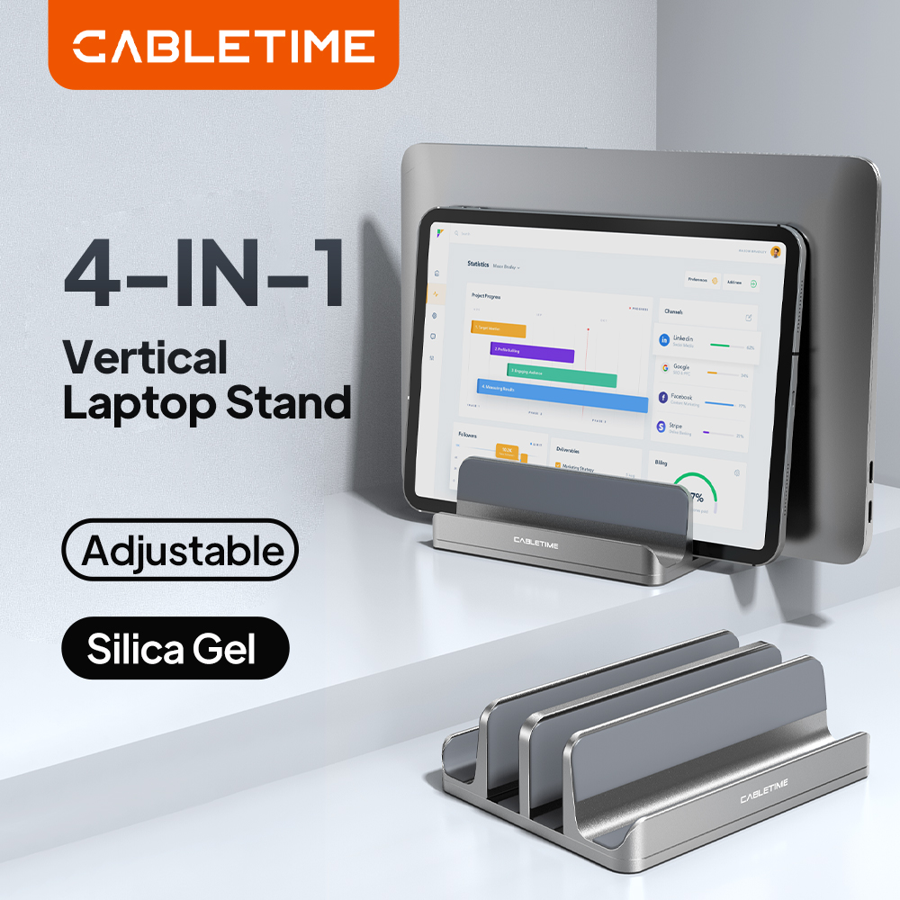 Laptop Stand Riser - CABLETIME Vertical Laptop Stand Aluminum Notebook