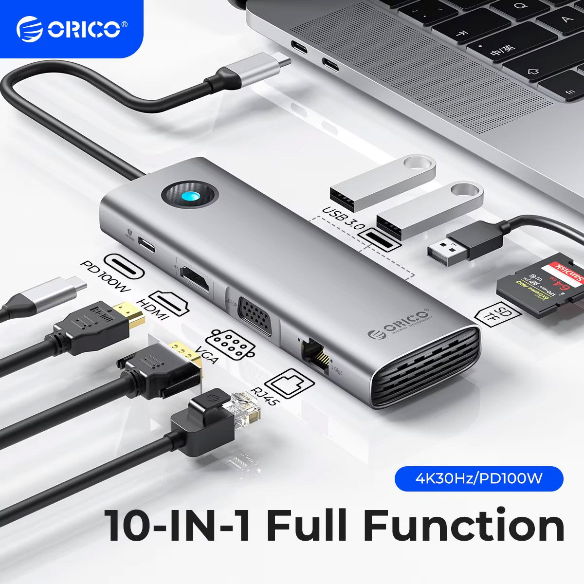 ORICO 5Gbps USB C HUB 4K60Hz T - Laptop Accessories Macbook 评论和价格