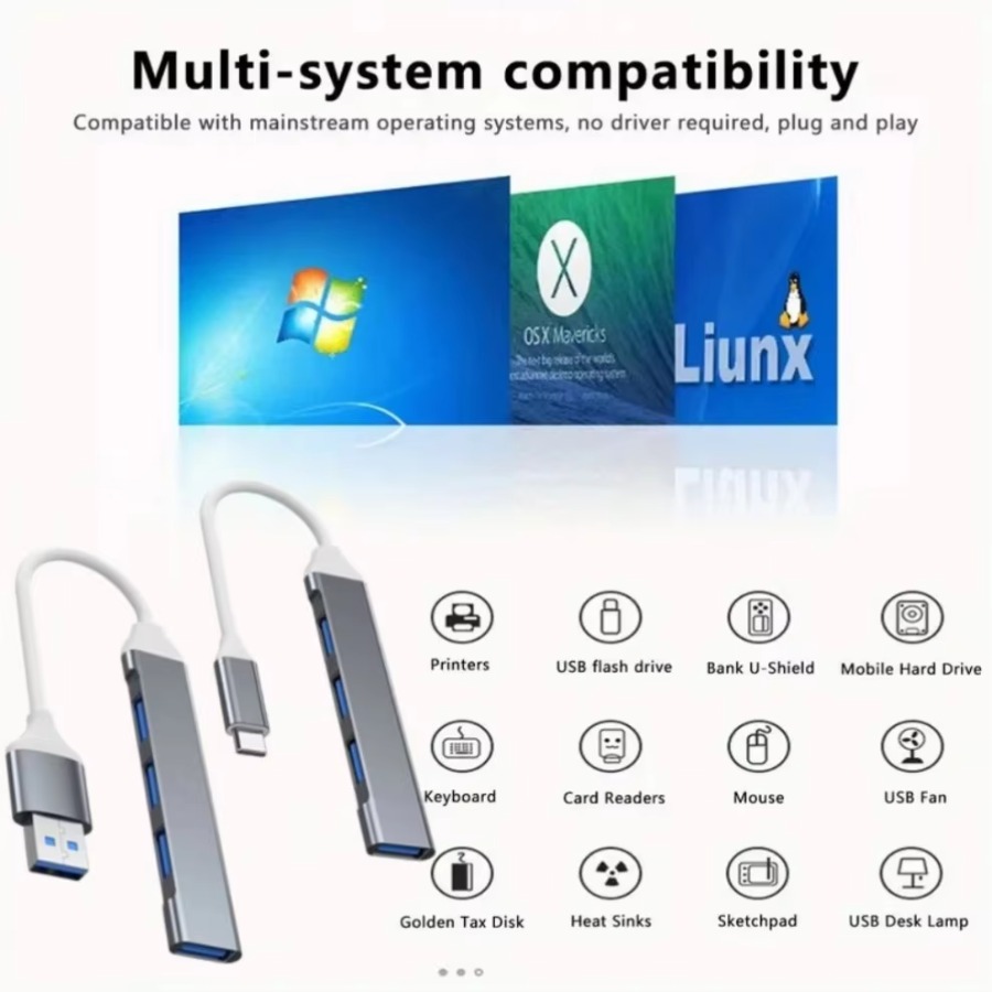 4 in 1 USB HUB USB-C HUB 4 Por - Laptop Accessories Macbook 评论和价格