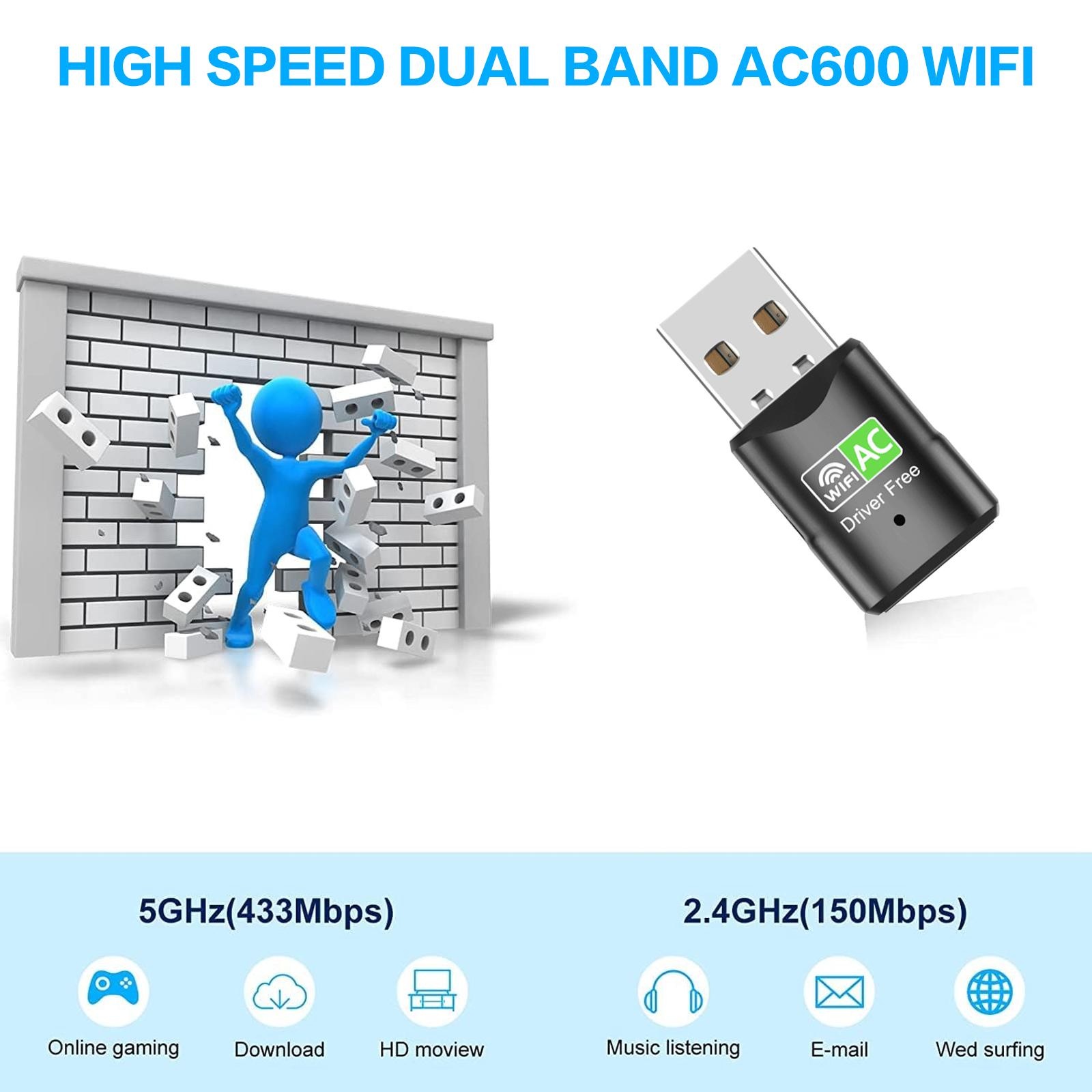 AC600 USB WiFi Adapter, Dual B - Laptop Ergonomic Accessories 评论和价格